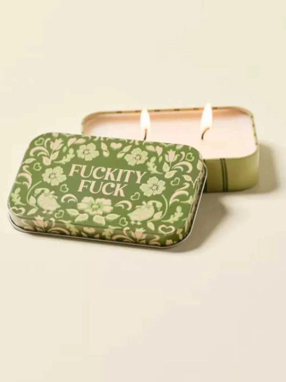 Set of 2 Urban Outfitters sentiment tin box scented candles Garden Ho bunny